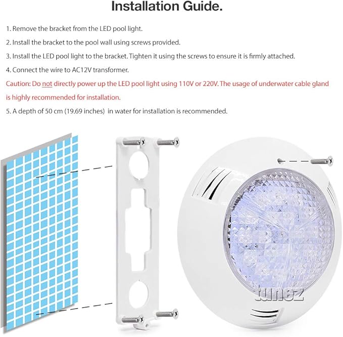 TUNEZ 18W Windmilling Style LED Swimming Pool Light Bright Underwater IP68 RGB 7 Colours Changing Wall Mounted 12V AC 5 Feet Wire with Remote Control, for Decorating Pool, Rockery, Fountain
