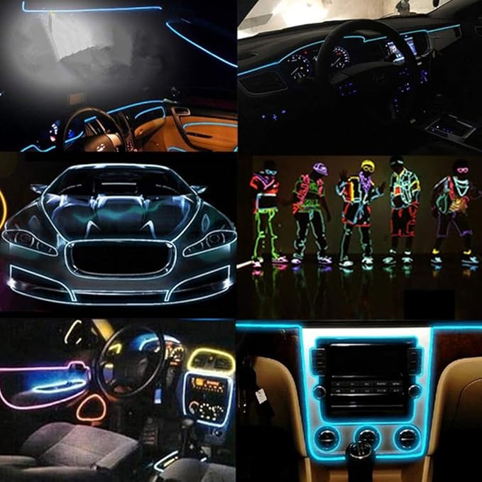 ABALDI El Wire Neon Light, Car Interior LED Lights for Xmas Halloween Christmas Car Interior Decoration(3m/9ft,Red)