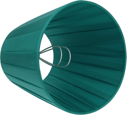 1pc Cloth Lampshade Pleated Lamp Shade Clip On Bulb Light Covers Barrel Lamp Shade for Bedroom Table Lamp Floor Light, Green