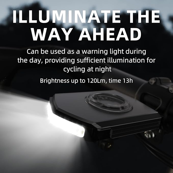 Bike Light Compatible with Garmin Bike Computer, 220° Wide-Angle for Being Seen, 5000mAh Daylight Compact Flashing-Light with 4 Modes, IPX6 Waterproof, Type-C Front Bicycle Light