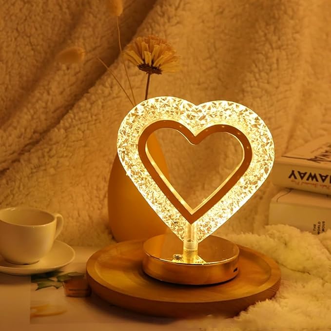 Cordless Crystal Table Lamp,3-Color Touch Control,3-Levels Brightness, Rechargeable Battery - Ideal Bedside Lamp for Bedroom Nightstand (Gold)