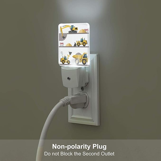 Catoon Trucks Cars Night Light,Plug-in Night Lights with Dusk-to-Dawn Sensor for Stairway,Hallway,Bedroom Sleep Friendly Ideal for Women/Girls/Boys Gift,0.5w