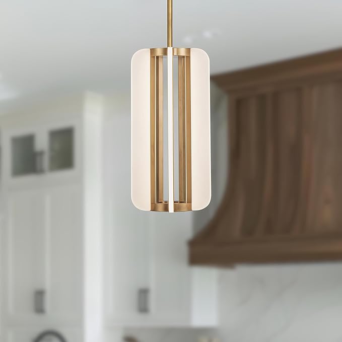 Alora Anders 7-in Vintage Brass LED Pendant | Modern Chandelier Light Fixture | SKU PD336507VB