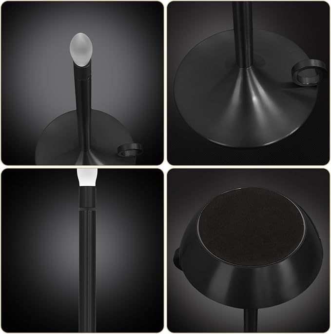 ModernPortable Table Lamp CordlessLED Desk Lamps, 3 Colors Stepless Dimming Rechargeable Battery Operated Lighting for Bedroom Dining Room Restaurant Coffee Shop Camping Night Light (Black)