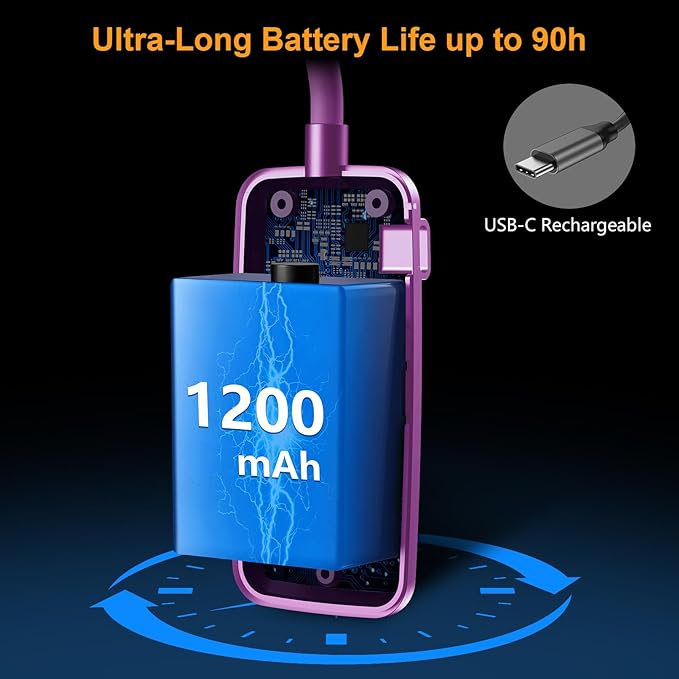 Gritin 19 LED Rechargeable Book Light for Reading in Bed with Memory Function- Eye Caring 3 Color Temperatures,Stepless Dimming Brightness,90 Hrs Runtime Clip on Light for Book Lovers-Dark Purple