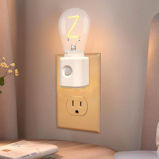 Plug in Night Light with Motion Sensor and Dusk to Dawn Sensor, Dimmable Warm Nightlight with 10-100lm Adjustable Brightness Indoor for Bedroom, Bathroom, Stairs, Hallway, 1-Pack