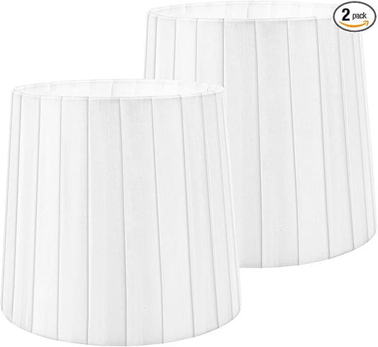 2-Pack Small White Pleated Lamp Shades 6.1×5.1×5.5inch Modern White Fabric Lampshades Replacement for Table Lamps, Wall Sconce, Floor Lamps, Pendant Lamps, Handmade of Natural Linen