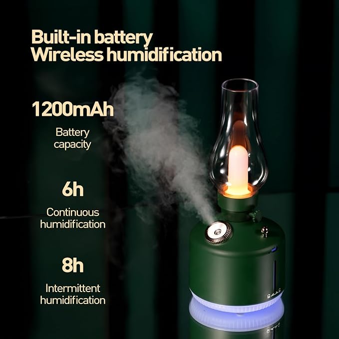 APSARAS USA Essential Oil Diffuser,Vintage Lamp Humidifier,1200mAh Adjustable Brightness Night Light Air Aroma Diffuser Humidifier,Timer & Auto Shut-Off，Gift for Lover,Home,Office,Yoga,Gym280ml