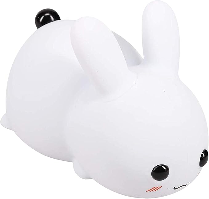 QANYI Kawaii Bunny Night Lights for Kids, 7 Color Light Silicone for Baby Nursery, Portable USB Rechargeable Bedside Lamp for Toddler's Room, Bunny Decor Kawaii Easter Gifts for Child and Teen Girls