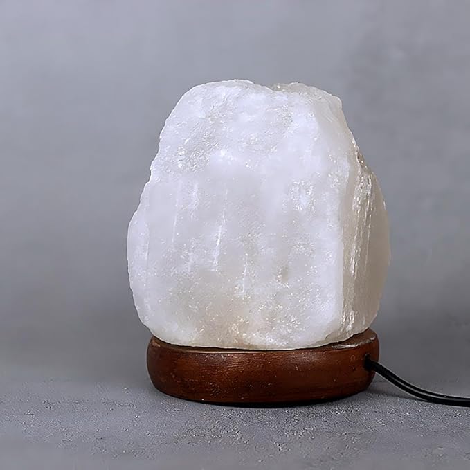 Himalayan Salt Lamp with USB Power, Natural Shape, Color-Changing LED and Warm White Light, Wooden Base Night Light (White, Natural, Change Color)