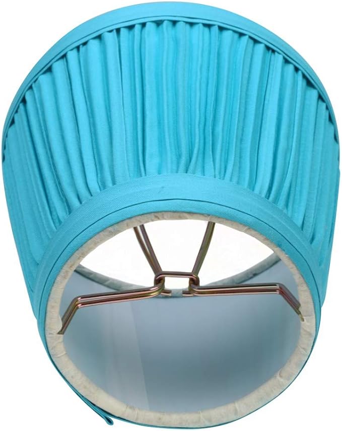 Renovators Supply Manufacturing Small Clip On Lamp Shade Blue Fabric 4" Tall Vintage Clip On Drum Style Pleated Shade Fits Chandelier Candelabra Bulb Living Or Bedroom Lampshade Replacement