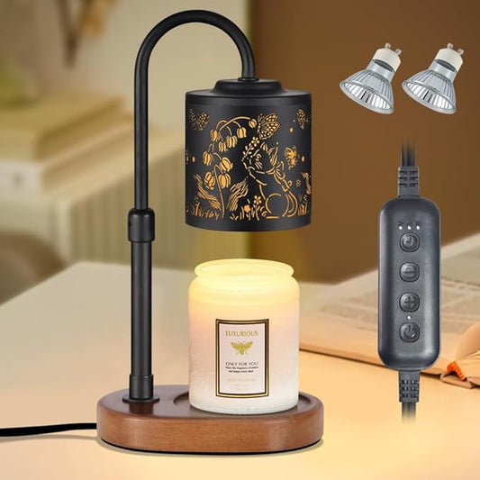 Dimmable Candle Warmer Lamp with Timer Adjustable Height for Scented Jar Candles Electric Candle Wax Melt Warmer for Home Decor Christmas Birthday Gifts for Women Mom(Cat)