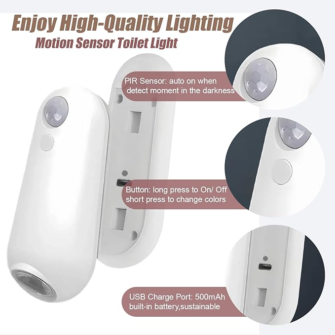 2 Pack Toilet Night Light Motion Sensor Activated, Rechargeable RGB Toilet Bowl Light, Birthday Gifts for Women Men 2026