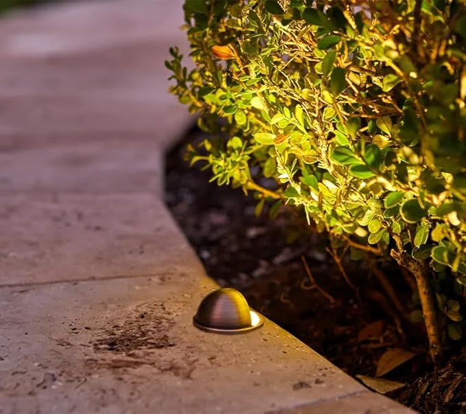 VOLT 12V 3.5W 2700K Warm White IP67 Watertight 330 Lumen Solid Brass BuddyPro Plus LED Puck Light (Beacon Top) for Deck, Step or Hardscape Outdoor Lighting