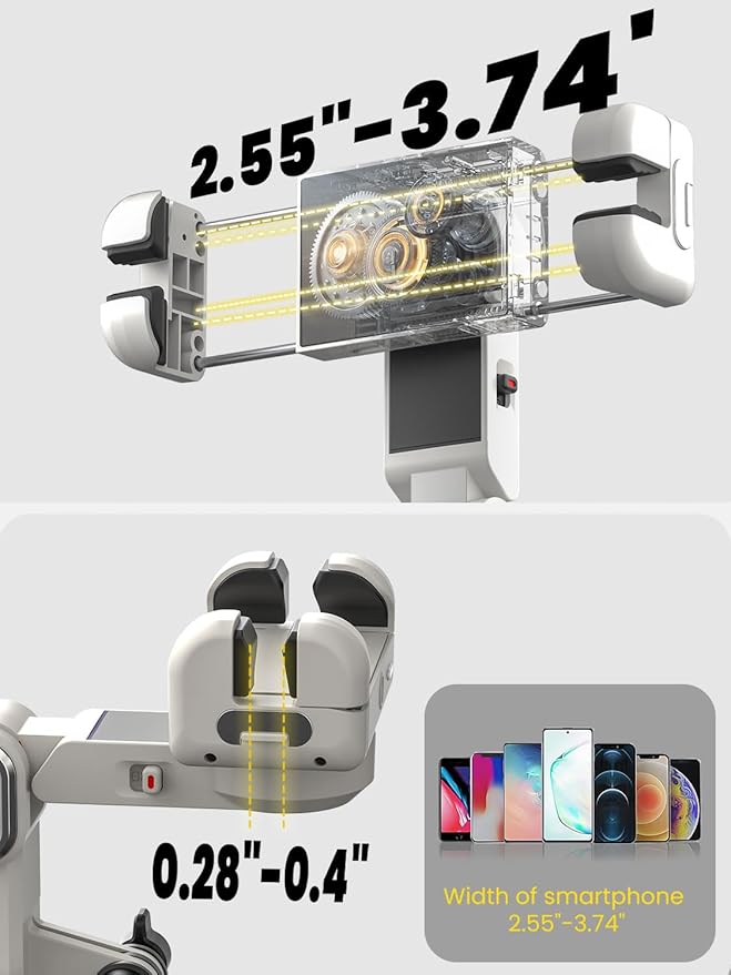 AOCHUAN Auto Face Tracking Tripod 360 Rotation w/Stand for iPhone Android,Selfie Stick Phone Stand 360 Rotating for Video Recording,Phone Holder Follow You w/Remote,RGB Light for TikTok(M2Pro White)