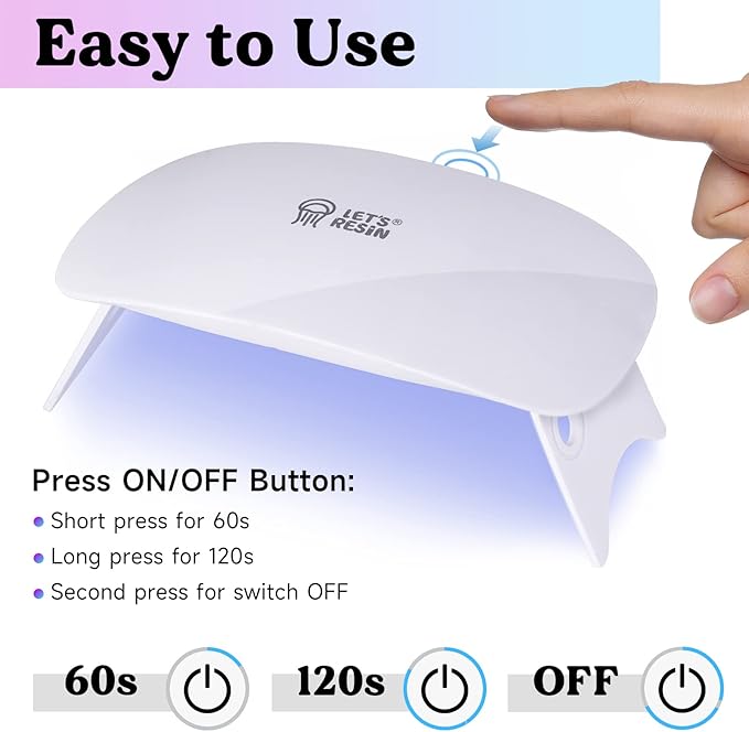 LET'S RESIN Mini UV Light for Resin, 2.5Times Higher Energy Value Portable Light, Faster Curing & 84g Light Weight UV Lamp, Supplies for UV Resin Molds, Jewelry Making, Craft Decor