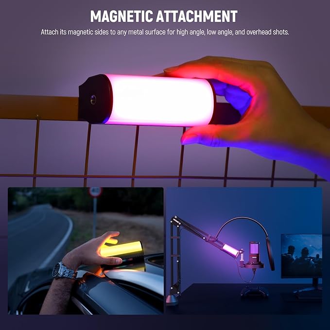 NEEWER Magnetic Handheld Light Wand [2 Pack] with APP Control, 360° Full RGB Mini LED Video Light Stick 2500K~8500K Dimmable CRI 97 with 2550mAh Battery, 17 Scenes for Photography Vlog TikTok, TL97C
