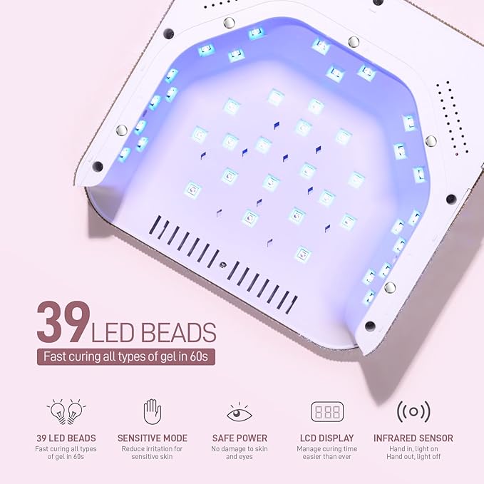 GAOY Cordless UV LED Nail Lamp for Gel Nails, Rechargeable UV Light, Professional Nail Dryer with 4 Timers, Automatic Sensor and Sensitive Mode for Fast Curing, AB Diamond