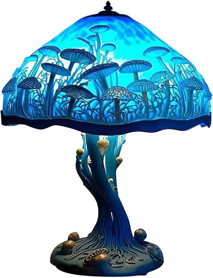 Mmoneyake Painting Mushroom Table Lamp, 2023 New Stained Plant Night Light,Bohemian Resin Mushroom Decorative Bedside Lamp for Bedroom Living Room Home Office Decor Gift