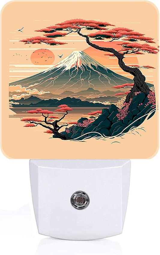 Mount Fuji Night Light,Plug-in Night Lights with Dusk to Dawn Sensor for Stairway,Hallway,Bedroom Sleep Friendly Ideal for Women/Girls/Boys Gift,0.5w