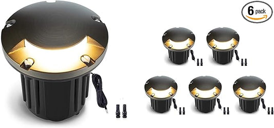 Gardenreet Low Voltage Well Light - Brass All Weather Ip65 LED In-Ground Hardwired Lighting, 12V Directional Fixture, Antique Bronze for Sideway Floor Pathway Without MR16 Bulb
