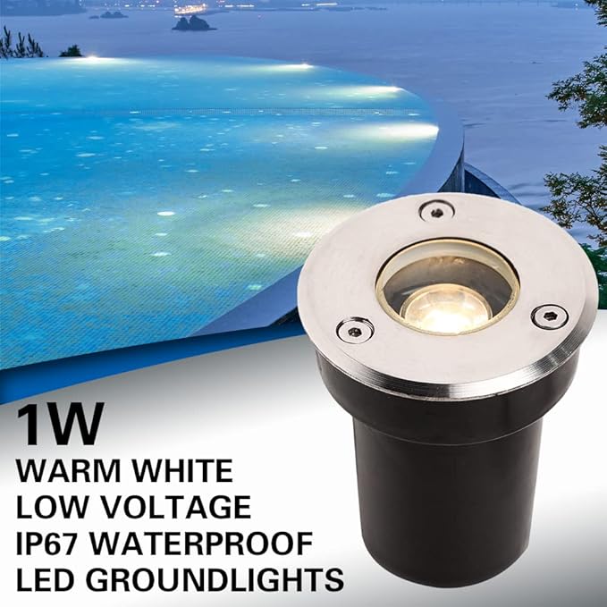 1W LED Low Voltage Landscape Ground Lights with Wire Connectors, Outdoor Well Lights Waterproof In Ground Up Light(12 Pack) for Garden, Yard, Driveway, Deck