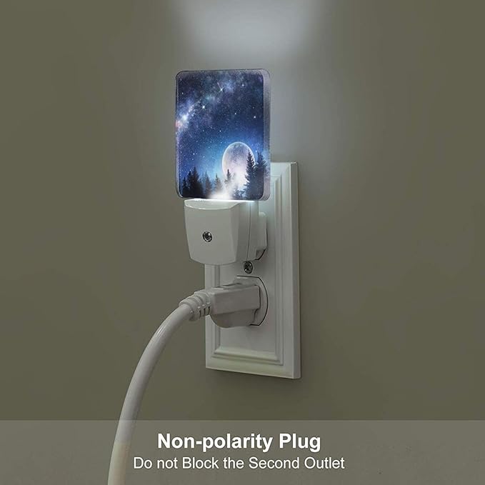 Sea Stars and Moon Night Light,Plug Into Wall for Boys Girls Bedroom Decorative Square Night Light Lamp 0.5w Sleep Friendly