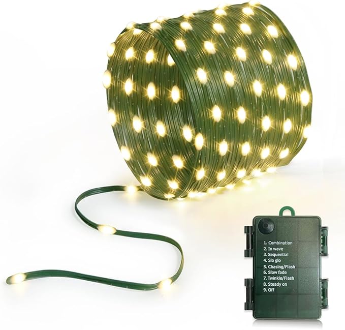 16.5ft Battery Operated String Lights, 50 LED Twinkle Fairy String Lights Battery Powered with Timer for Indoor Outdoor Christmas Trees Wreath Decoration Party Bedroom - Warm White