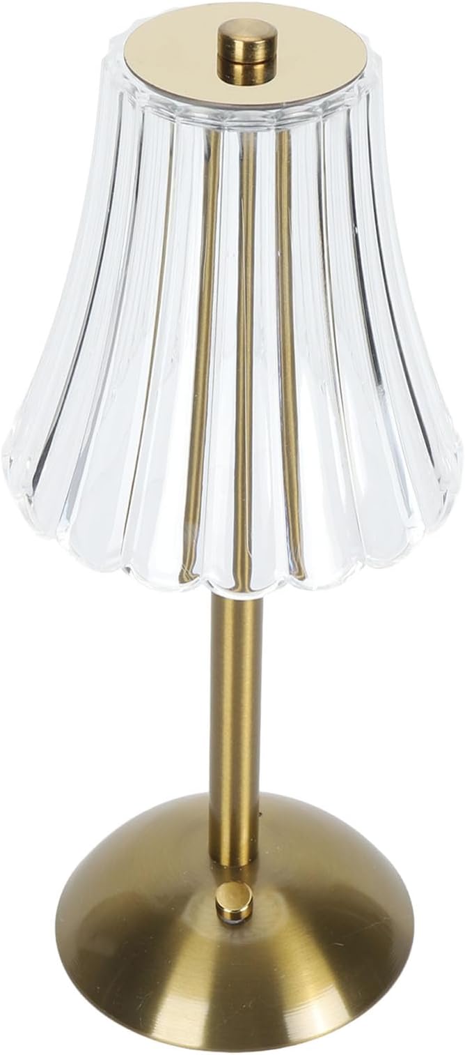 LED Crystal Table Lamp, Battery Operated, Touch Control Night Light with 3 Color Dimming