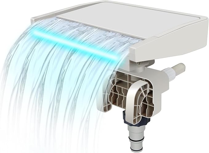 Pool Waterfall Creating Soothing White Noise Sound, Pool Waterfall with Relaxing Sound for Above Ground Pools, Peaceful and Soothing on Hot Days, 7 Colors LED Lights