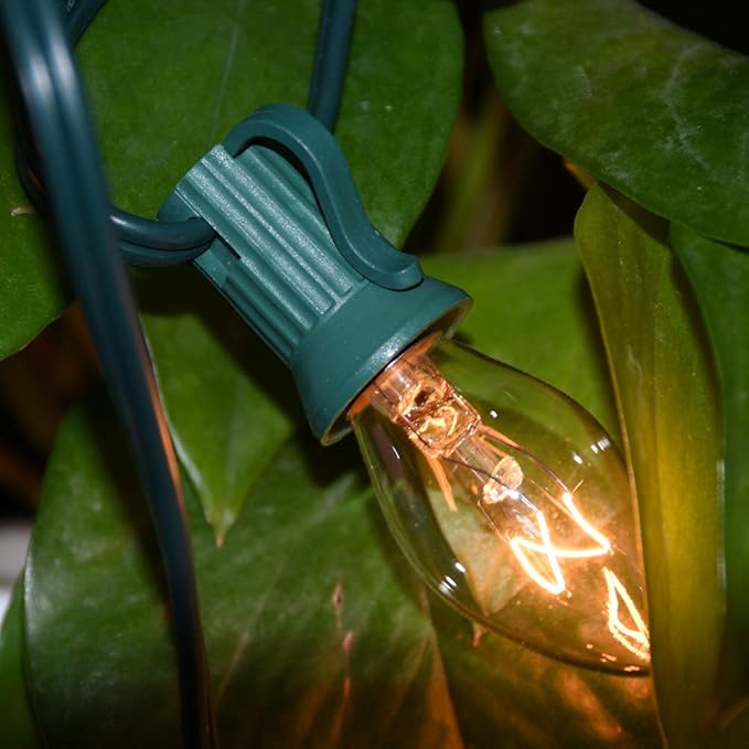 GOOTHY 25 Pack C7 Clear Replacement Bulbs, C7 Clear Light Bulbs for Christmas Outdoor Patio Indoor String Lights, C7/E12 Candelabra Base, 5 Watt Night Light Bulbs