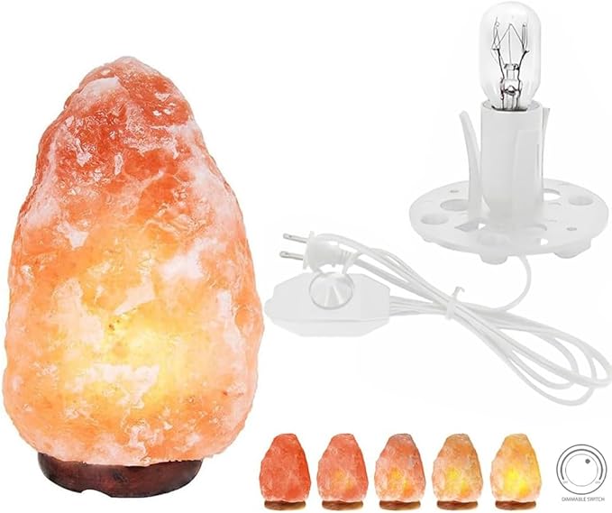 Himalayan Salt Lamp Cord White, 6ft with Dimmer Switch, Replacement Cord with 3.34 Inch Base, 6 15W E12 Bulbs