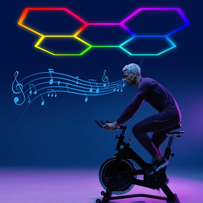 Super Bright RGB Hexagon Led Lights with App and Remote Control,16 Million Colors and Many Scene, Music Sync,for Living Rooms,Bedrooms, and Gaming Rooms,Party,Gym,Garage