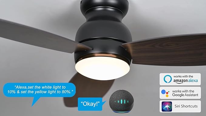 Carro Ceiling Fan with Lights, Indoor & Outdoor Ceiling Fan, 5482" Low Profile DC Smart Ceiling Fan Compatible with Alexa, Siri, Google Home & Smart APP, Dark Walnut