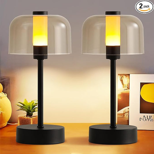 2-Pack Black Night Light,Cordless Small Touch 4000mAh Dimmable Battery Operated Portable Led Night Lamp for Bedroom Bedside Mood Lighting Coffee Shop Restaurant Home Decor Corner