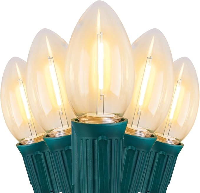 Vintage C9 LED Christmas Lights Outdoor, 100 Feet C9 String Lights with 50 Shatterproof C9 Bulbs, Waterproof Connectable Christmas Tree Lights for Outside Roofline Patio Xmas Decorations, Warm White