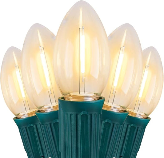 Vintage C9 LED Christmas Lights Outdoor, 200 Feet C9 String Lights with 100 Shatterproof C9 Bulbs, Waterproof Connectable Christmas Tree Lights for Outside Roofline Patio Xmas Decorations, Warm White