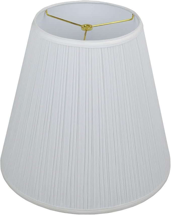 FenchelShades.com Lampshade 9" Top Diameter x 16" Bottom Diameter x 15" Slant Height with Washer (Spider) Attachment for Lamps with a Harp (Pleated Mushroom White)