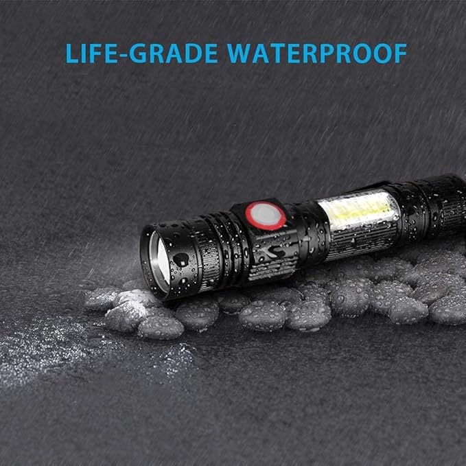 iToncs LED Rechargeable, Super Bright Magnetic Flashlight with COB Work Light, Waterproof, 4 Modes, Pocket Tactical Flashlights for Outdoor Camping Emergency 4 PCS