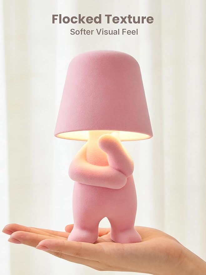 Modern Table Lamp for Youth: Rechargeable Cute Light for Kids Child Teen - Gift for Birthday Christmas Halloween Easter (Pink)