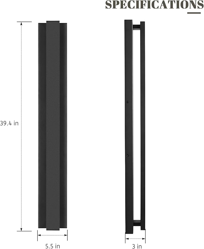 LamQee 39.4 Inch Long Outdoor Wall Lights Modern Exterior Lighting Fixtures, 3000K 30W LED Linear Outdoor Wall Sconce, Contemporary Matte Black Outside Wall Mount Lights for House Garage Porch Patio