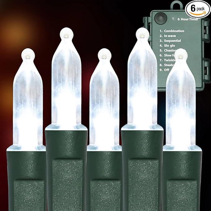 Battery Operated String Lights, 50 LED 18ft Christmas Lights Mini Lights with Timer & 8 Modes, for Christmas Tree Wreath Party Wedding Thanksgiving Decoration(Cool White)…