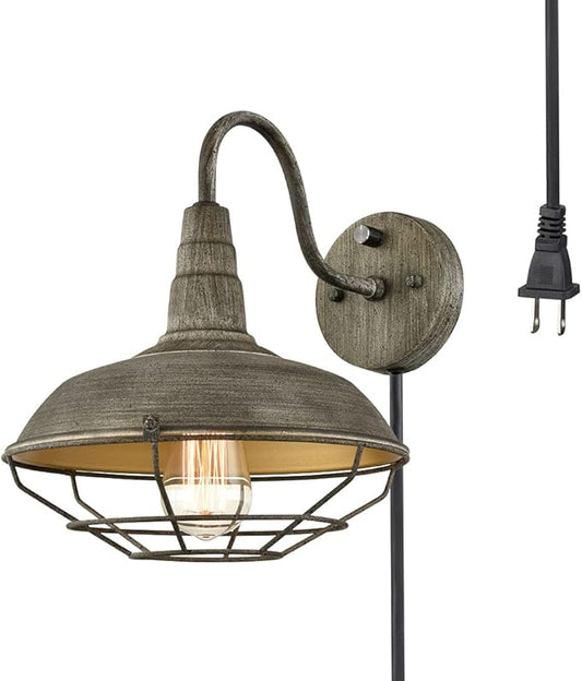 HOLKIRT Wall Sconce with Plug in Cord and On Off Switch,Retro Gooseneck Wall Light Fixtures for Bedroom Nightstand