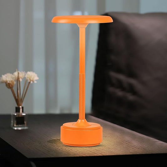 Small Table Lamp With 5200mah Battery - Rechargeable Desk Lamp For Cozy Nights, Usb-C Fast Charging & Stepless Dimming, Cordless Table Lamp With 3 Lighting Modes For Bedroom, Office & Travel(Orange)