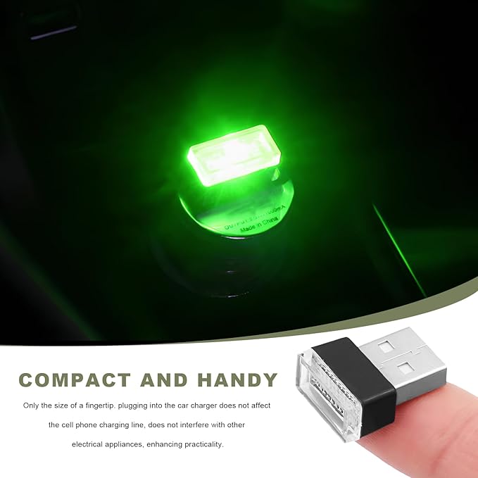 4 PCS USB LED Car Interior Atmosphere Lamp, Mini Night Light Plug-In Trunk Ambient Lighting Kit, Portable USB Interface LED Lamp Interior Decoration for Vehicle Home Office (6 PCS)