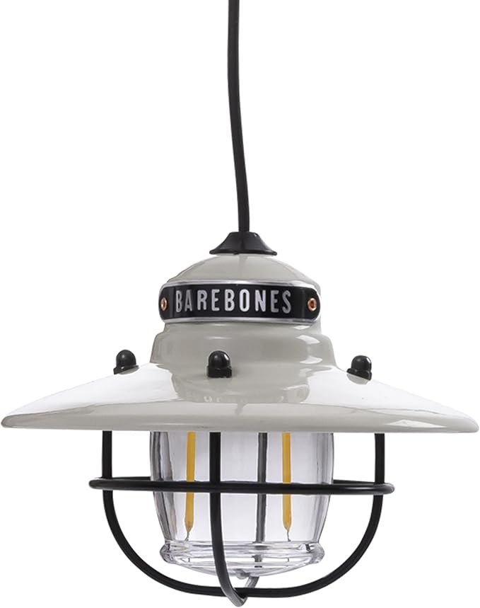 Barebones Edison Pendant Light – Vintage White, Vintage Rustic USB LED Hanging Light for Outdoor and Indoor Use – Adjustable Height String Lantern with Warm Edison Bulb Glow for Patio, Home, or Garden