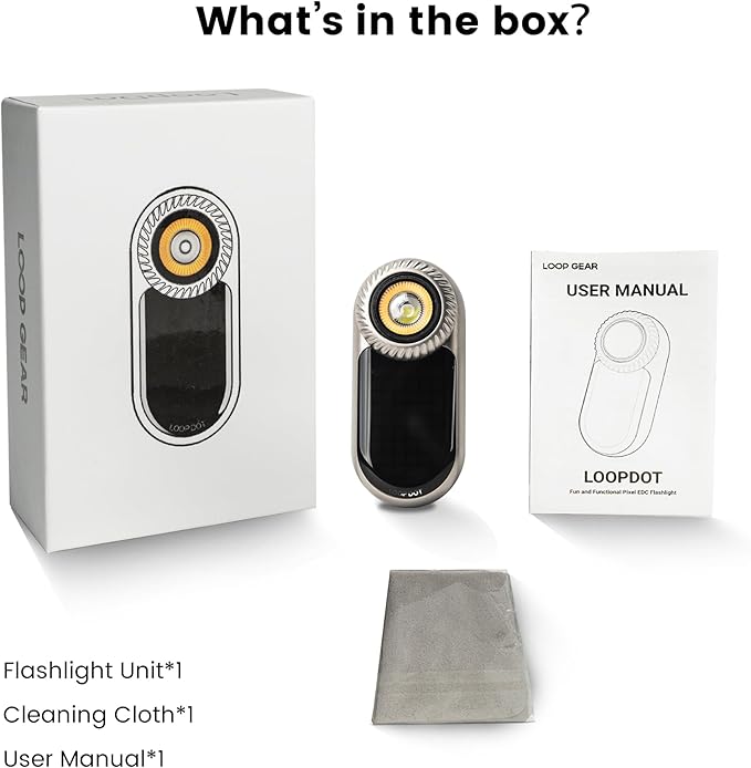 LOOPDOT EDC Flashlight – Rechargeable Small and Powerful LED Flashlight with RGB Pixel Display, Interactive Games, Adjustable Brightness – Cool Gadget Gift for Kids & Adults (TI)