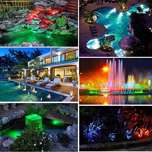 Outdoor Spotlight Pond Lights, Submersible Fountain Lights Memory Dimmable Underwater Colored Yard Spot Light IP68 Waterproof for Garden Lawn Porch Landscape (10 Lights)