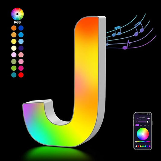 OJQ Light Up Letters LED Letter - Marquee Letters Music Sync Color Change Colorful - Christmas Birthday Gifts for Girl Teen Girl Room Decor Fiesta Party Decorations Dorm Room Essentials for Guys