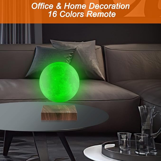 Levitating Moon Lamp, Magnetic Floating Moon Light Lamps Spinning 3D Printing Night Light for Home Office Decor, Birthday Christmas Gifts